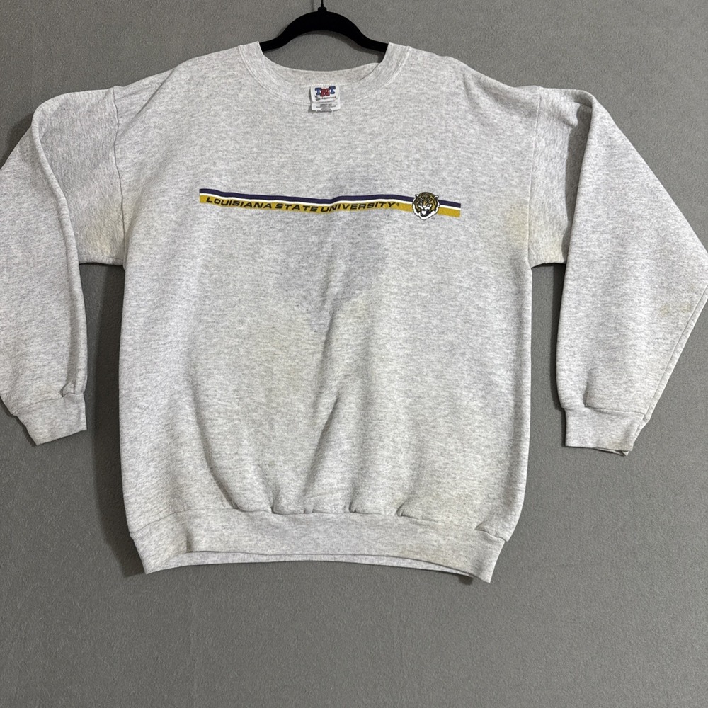 Vtg‎ Louisiana State University LSU Tigers Sweatshirt XL Crewneck DISTRESSED USA